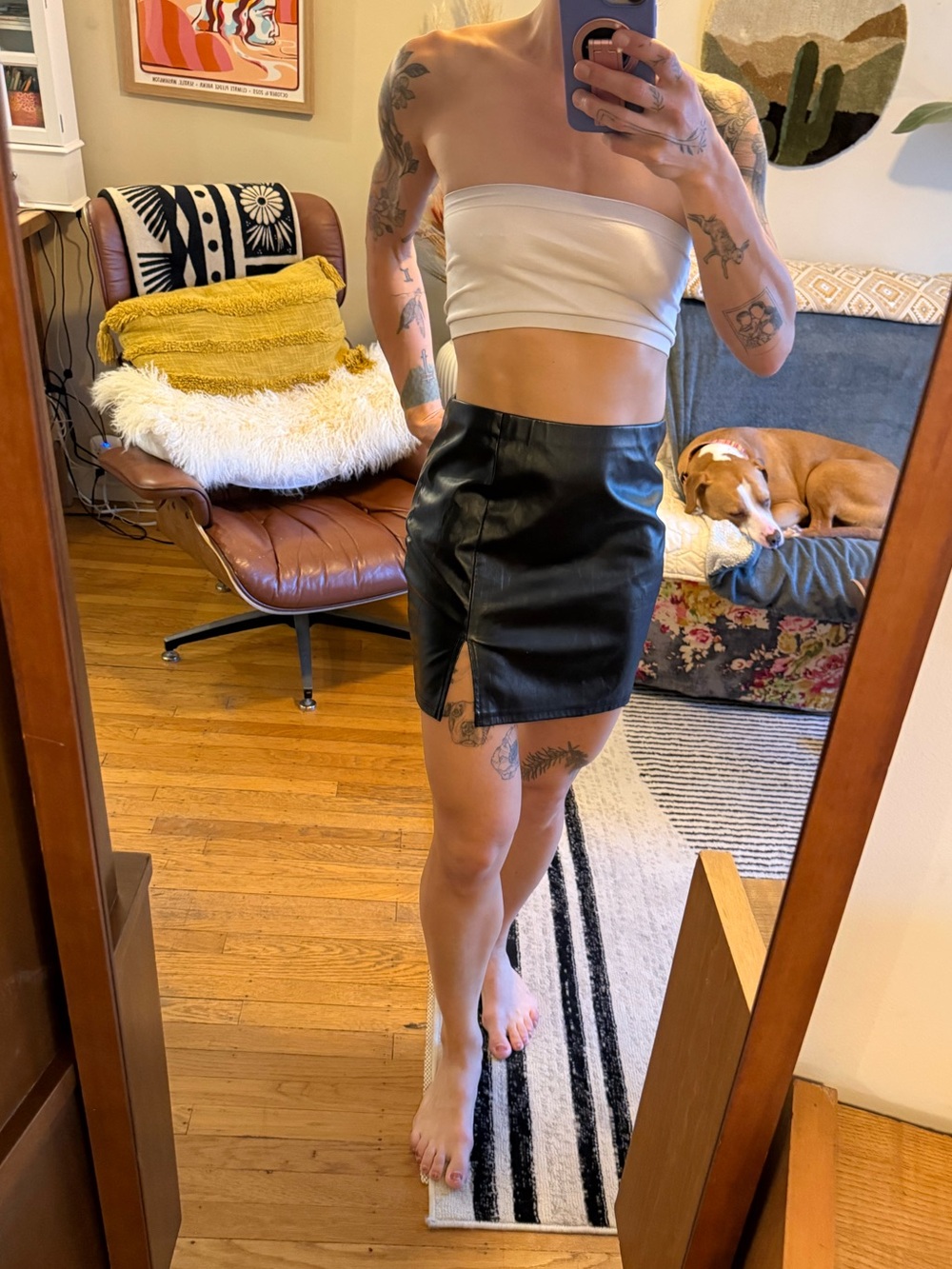 Classic Black Faux Leather Mini Skirt